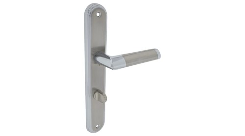 Klamka do drzwi NINA-72- WC- nikiel chrom .Cechy:  jednolita konstrukcja łatwy system montażowy śruby przelotowe Waga 0,66kg Kod EAN 5901812894731-Klamka wewnętrzna NINA