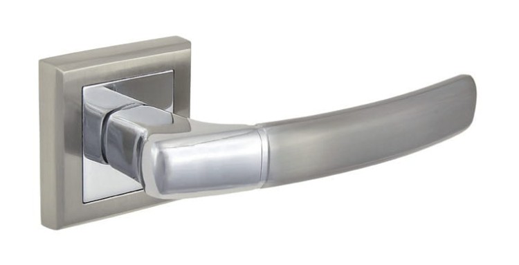 Klamka do drzwi RODOS Nikiel chrom.cechy:  łatwy system montażowy śruby przelotowe Waga  0,42kg Kod EAN 5901812893833 kolor: Nikiel chrom, 52 mm x 52 mm