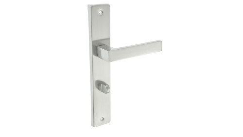 Klamka do drzwi KABO-72-WC -Nikiel satyna .Cechy:  jednolita konstrukcja łatwy system montażowy śruby przelotowe Waga 0,6kg Kod EAN 5901812898289-Klamka Alubrass wewnętrzna WC KABO 72 mm