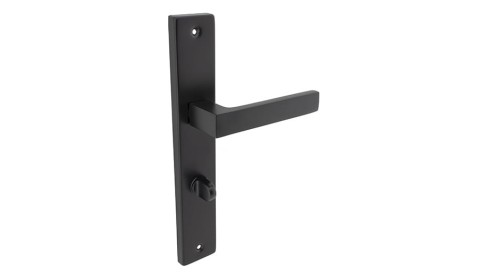 Klamka KABO 90 mm WC czarna ALUBRASS – na długim szyldzie