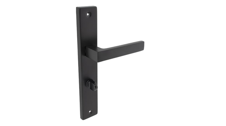 Klamka KABO 90 mm WC czarna ALUBRASS – na długim szyldzie