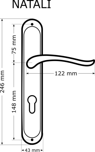 KLAMKA  SATYNA KLAMKI DO DRZWI WEWNĘTRZNYCH KLAMKA ALUBRASS  KLAMKI STYNA natali wk-na klucz 72-Cechy:  jednolita konstrukcja łatwy system montażowy śruby przelotowe Waga 0,61kg Kod EAN 5901812894687- Klamka wewnętrzna NATALI