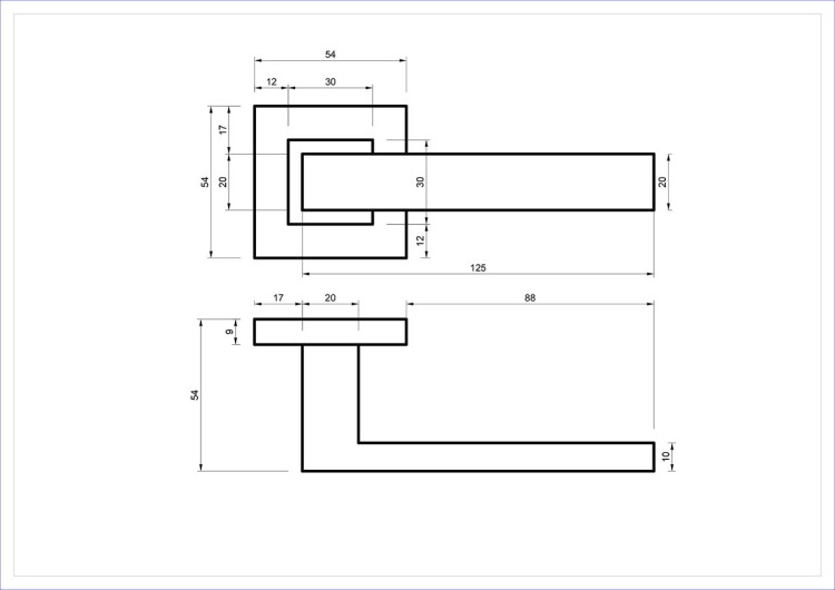 Czarna klamka wewnętrzna TASOS. cechy:  łatwy system montażowy śruby przelotowe szyld 54 mm x 54 mm Waga 0,43kg Kod EAN 5901812895097 kolor: Czarny