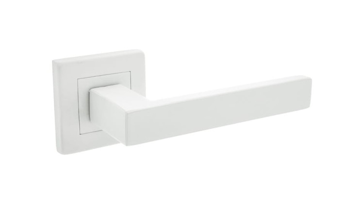 Klamka do drzwi TASOS Biały. cechy:  łatwy system montażowy śruby przelotowe szyld 54 mm x 54 mm Waga 0,43kg Kod EAN 5901812895103 kolor: Biały. Klamka wewnętrzna TASOS