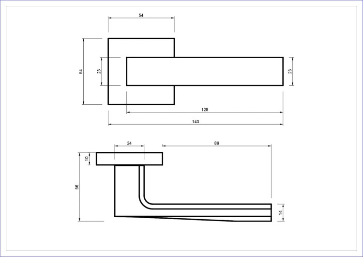 Czarna klamka wewnętrzna INES. cechy:  łatwy system montażowy śruby przelotowe szyld 54 mm x 54 mm Waga 0,55kg Kod EAN 5901812898203 kolor: Czarny