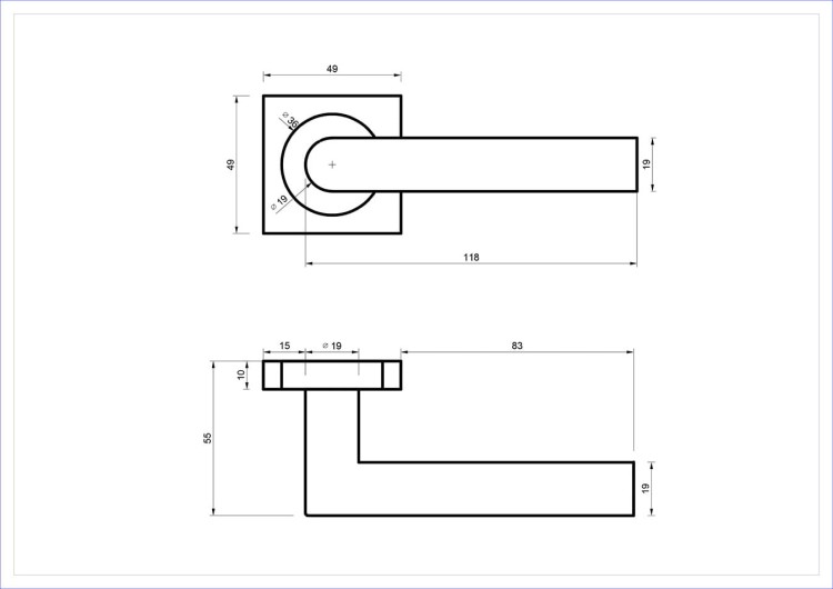Czarna klamka wewnętrzna MATI.cechy:  łatwy system montażowy śruby przelotowe szyld 49 mm x 49 mm Waga 0,49kg Kod EAN 5901812897091 kolor: Czarny