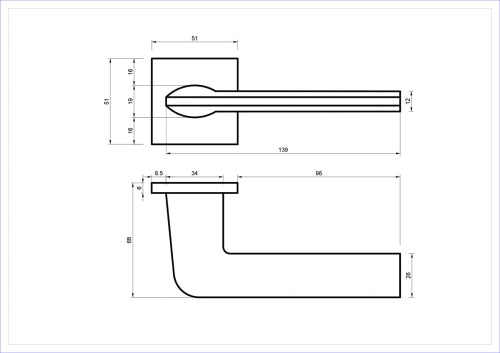 Czarna klamka wewnętrzna NERGO SLIM.cechy:  łatwy system montażowy śruby przelotowe Waga 0,46kg Kod EAN 5901812899330 kolor: Czarny 51 mm x 51 mm