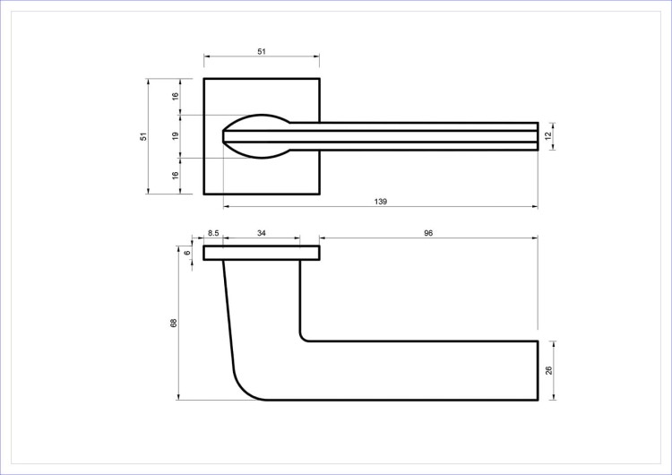 Czarna klamka wewnętrzna NERGO SLIM.cechy:  łatwy system montażowy śruby przelotowe Waga 0,46kg Kod EAN 5901812899330 kolor: Czarny 51 mm x 51 mm