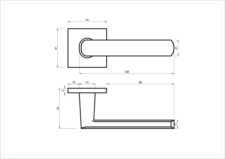 Czarna klamka wewnętrzna SANTIA SLIM. cechy:  łatwy system montażowy śruby przelotowe Waga 0,55kg Kod EAN 5901812898647 kolor: Czarny, 51 mm x 51 mm