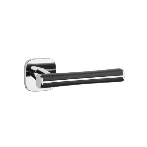 Klamka APRILE DAVIDIA QR SLIM 7MM LC/BLACK LEATHER – chrom polerowany / czarna skóra