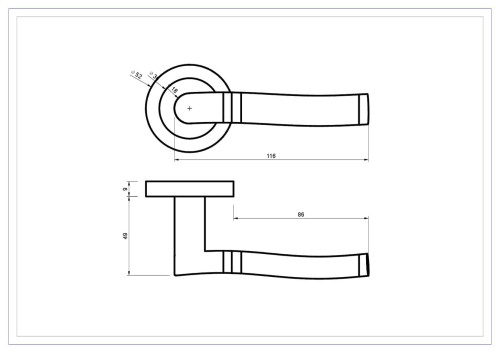 Klamka do drzwi wewnętrznych Torino- Nikiel chrom.cechy:  łatwy system montażowy śruby przelotowe rozeta okrągła fi 52 mm kolor: Nikiel chrom-Klamka wewnętrzna TORINO