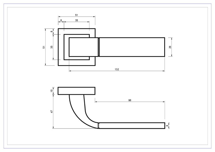 Klamka do drzwi HECTOR Patyna cechy:  łatwy system montażowy śruby przelotowe Waga 0,49kg Kod EAN 5901812893260 kolor: Patyna 51 mm x 51 mm