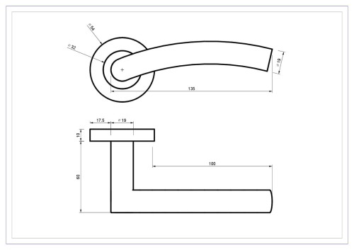 Klamka wewnętrzna URAN.Producent Alubrass Szyld Okrągły Rozmiar FI 54 Kolor Inox /Stal nierdzewna Grubość Rozety 10 mm