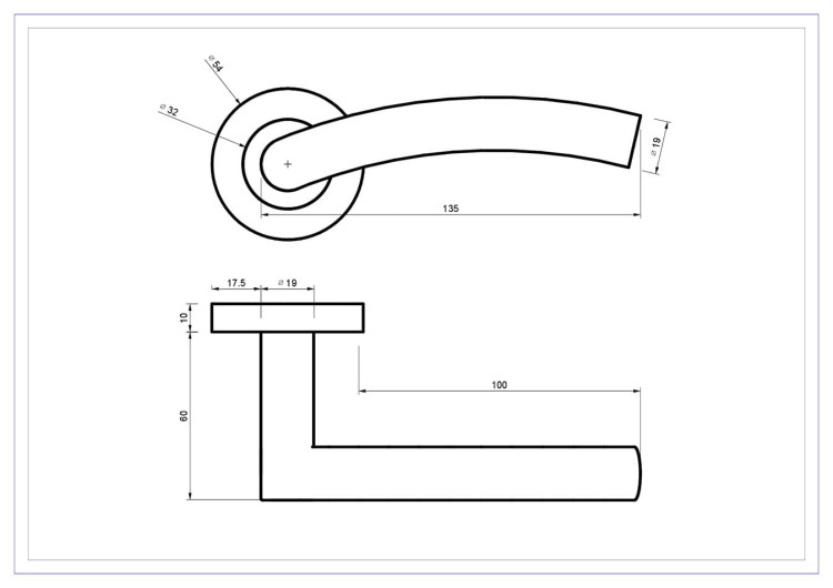 Klamka wewnętrzna URAN.Producent Alubrass Szyld Okrągły Rozmiar FI 54 Kolor Inox /Stal nierdzewna Grubość Rozety 10 mm