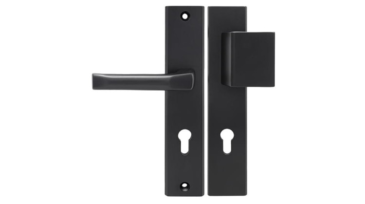 klamko-pochwyt-neo-92-wklad-f8-black-Cechy:  jednolita konstrukcja łatwy system montażowy śruby przelotowe Waga 0,96kg Kod EAN 5906284700146- Czarna klamka zewnętrzna NEO-uniwersalna