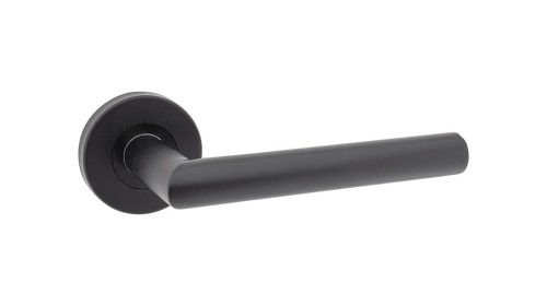 Czarna klamka DIONE ALUBRASS – okrągła rozeta Ø54 mm
