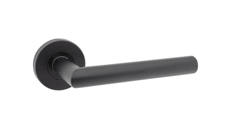 Czarna klamka DIONE ALUBRASS – okrągła rozeta Ø54 mm