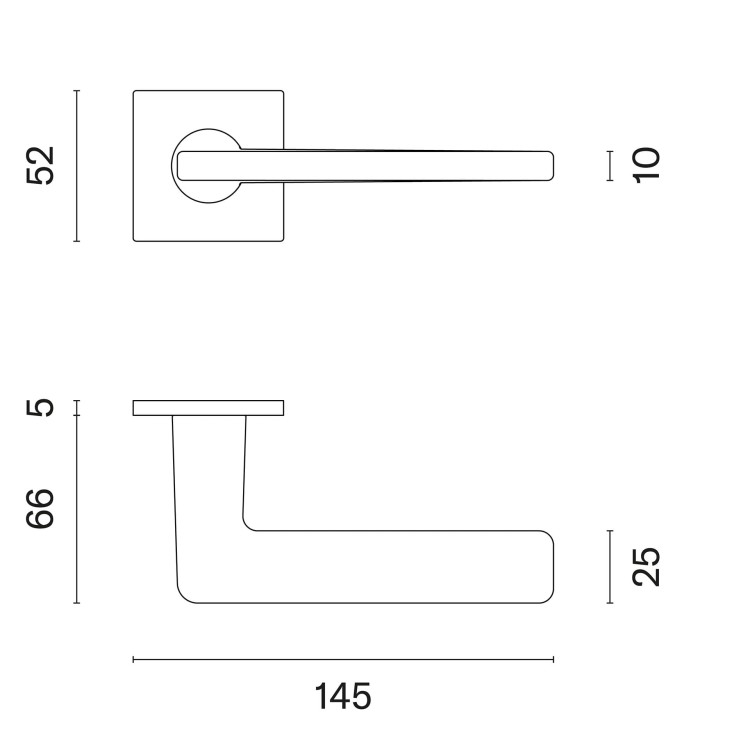Czarna klamka wewnętrzna APRILE SETIA  .Waga netto 1,017kg  Kod EAN 5902249338584  Grubość rozety 5 mm  Kolekcja Prestige  Kolor Czarny matowy  Kształt rozety Kwadratowa Q SUPER SLIM 5 mm, 52 mm x 52 mm  Producent ENGER  Marka APRILE  Materiał Cynk