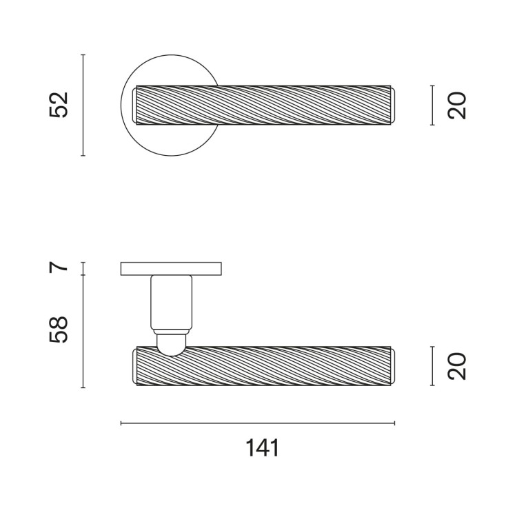 Czarna klamka wewnętrzna APRILE KERRIA .Waga netto 1,155kg  Kod EAN 5902249344165  Grubość rozety 7 mm  Kolekcja Prestige  Kolor Czarny matowy  Kształt rozety Okrągła R SLIM 7 mm, fi 52 mm  Producent ENGER  Marka APRILE  Materiał Mosiądz