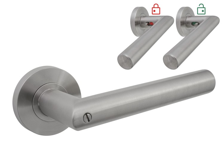 Klamka CLICK SMART rozeta okrągła stal nierdzewna BLITZ- cechy:  łatwy system montażowy śruby przelotowe szyld fi 53 mm Waga 0,85kg Kod EAN 5906284700078