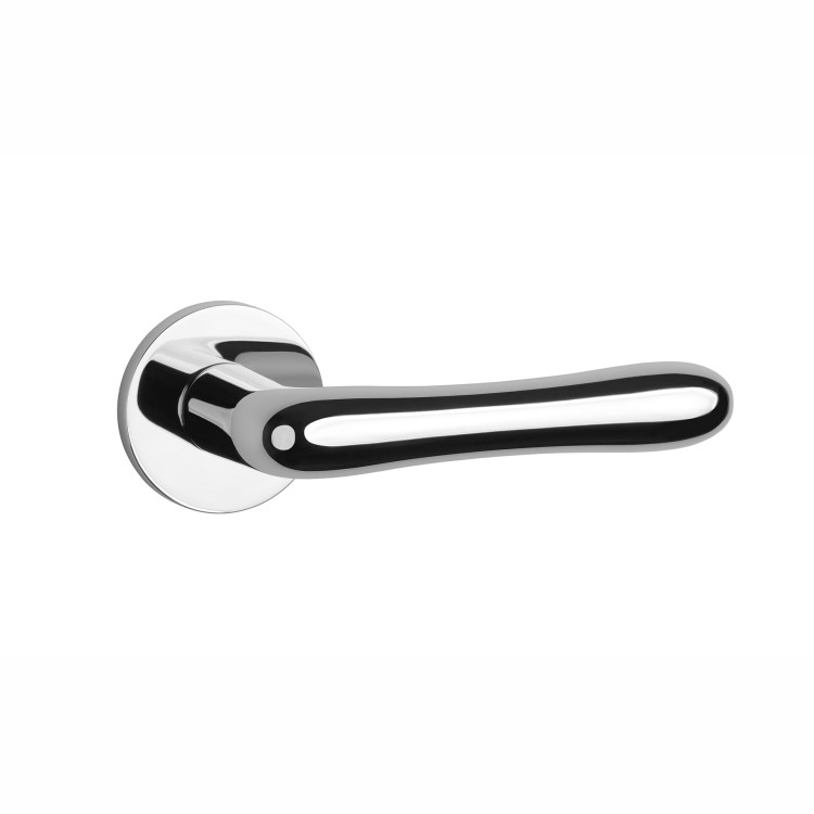 Klamka APRILE CYNIA ROZETA R SLIM 7MM BLACK - chrom polerowany .Waga netto 0,72kg  Grubość rozety 7 mm  Kolekcja Comfort  Kolor Chrom polerowany  Kształt rozety Okrągła R SLIM 7 mm, fi 53 mm  Producent ENGER  Marka APRILE  Materiał Cynk