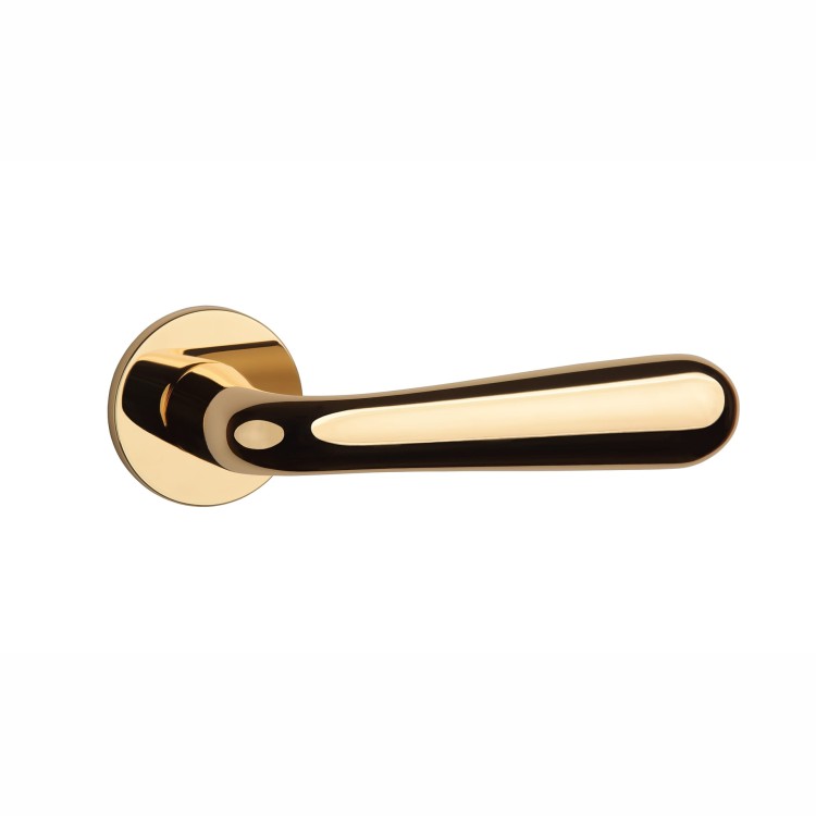 Klamka APRILE GARDENIA ROZETA R SUPER SLIM 5MM LG - złoty polerowany .Waga netto 0,8kg   Grubość rozety 5 mm  Kolekcja Prestige  Kolor Złoty polerowany  Kształt rozety Okrągła R SUPER SLIM 5 mm, fi 52 mm  Producent ENGER  Marka APRILE  Materiał Cynk