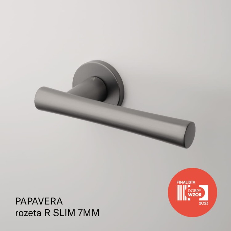 Klamka APRILE PAPAVERA ROZETA R SLIM 7MM GYM - grafit.Waga netto 1,155kg  Kod EAN 5902249350081  Grubość rozety 7 mm  Kolekcja Prestige  Kolor Grafit  Kształt rozety Okrągła R SLIM 7 mm fi 52 mm  Producent ENGER  Marka APRILE  Materiał Cynk