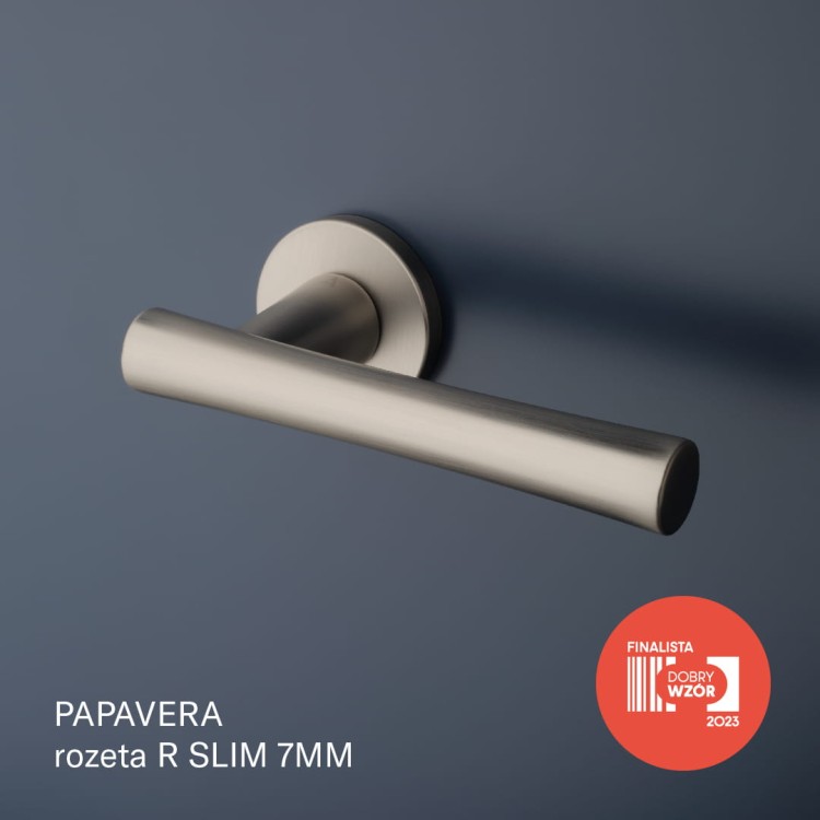 Klamka APRILE PAPAVERA ROZETA R SLIM 7MM SNM - nikiel .Waga netto 1,155kg  Kod EAN 5902249350067  Grubość rozety 7 mm  Kolekcja Prestige  Kolor Nikiel  Kształt rozety Okrągła R SLIM 7 mm, fi 52 mm  Producent ENGER  Marka APRILE  Materiał Cynk