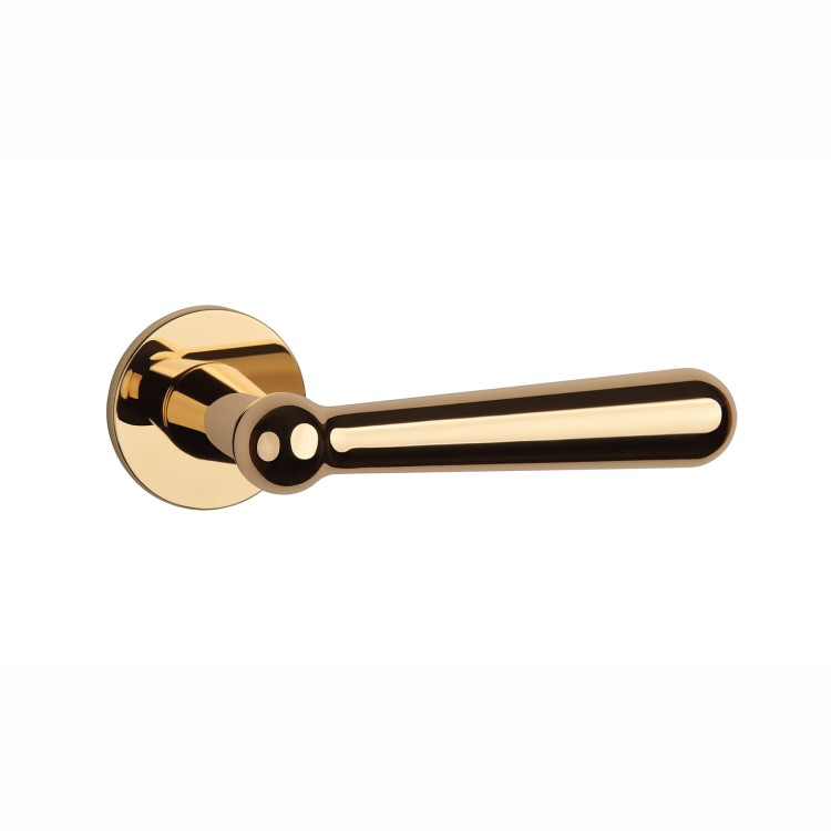Klamka APRILE ROSEMARY ROZETA R SUPER SLIM 5MM LG - złoty polerowany .Waga netto 0,8kg   Grubość rozety 5 mm  Kolekcja Prestige  Kolor Złoty polerowany  Kształt rozety Okrągła R SUPER SLIM 5 mm  fi 52 mm Producent ENGER  Marka APRILE  Materiał Cynk
