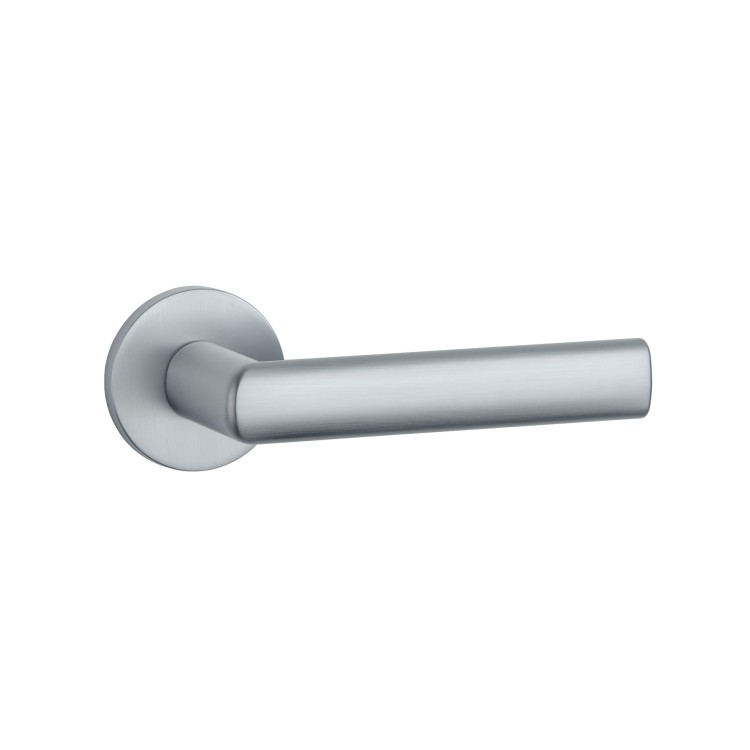 Klamka APRILE SILENA ROZETA R SLIM 7MM MSC - chrom satynowy .Waga netto 0,932kg   Grubość rozety 7 mm  Kolekcja Comfort  Kolor Chrom satynowy  Kształt rozety Okrągła R SLIM 7 mm , fi 53 mm Producent ENGER  Marka APRILE  Materiał Cynk