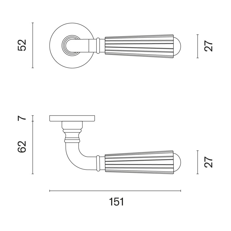 Klamka APRILE UTRICA ROZETA R SLIM 7MM LG PVD - złoty polerowany PVD, fi 52 mm