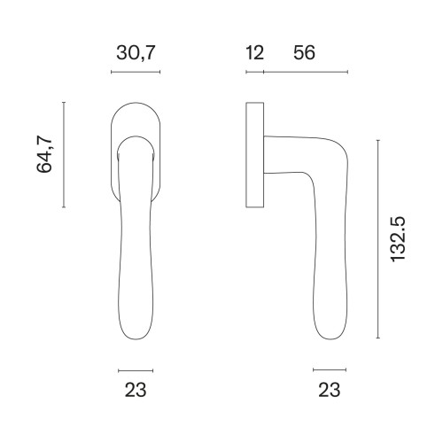 Klamka okienna APRILE CYNIA R MSC - chrom satynowy