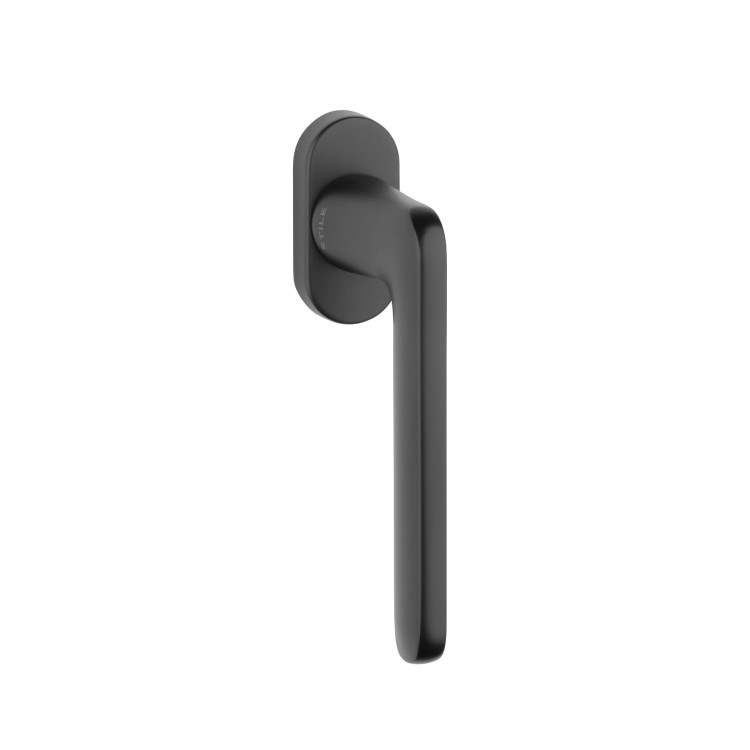 Klamka okienna STILE UTA R BLACK - czarny matowy  .Waga netto 0,498kg  Kod EAN 5902249350821  Grubość rozety 12 mm  Kolekcja Simple  Kolor Czarny matowy  Kształt rozety Owalna okienna  Producent ENGER  Marka STILE  Materiał Aluminium