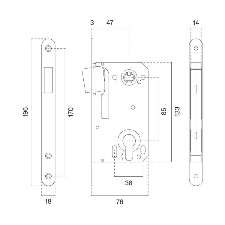 Zamek magnetyczny 2868x50 LG PVD - złoty polerowany PVD 85 PZ-na wkładkę