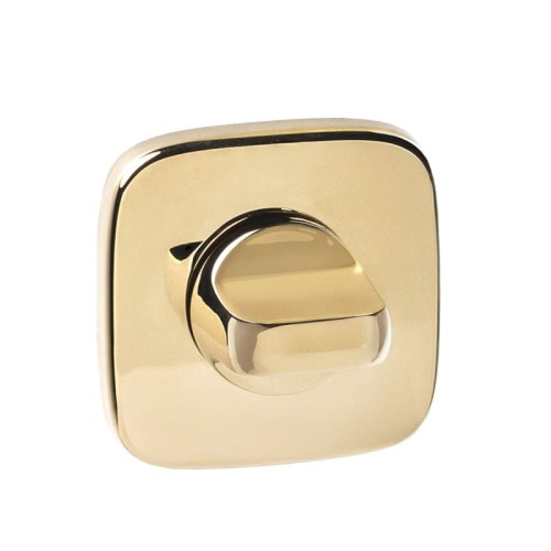 Rozeta zaoblona R82 złoty PVD WC. Wymiary zewnętrzne:  52 x 52 mm   Grubość: 6 mm Szyld PVD