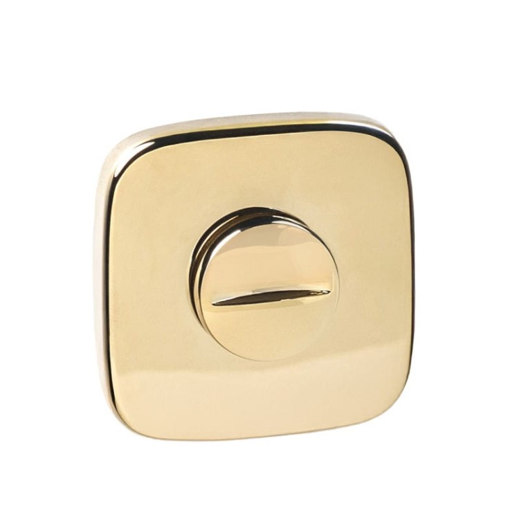 Rozeta zaoblona R82 złoty PVD WC. Wymiary zewnętrzne:  52 x 52 mm   Grubość: 6 mm .Szyld PVD