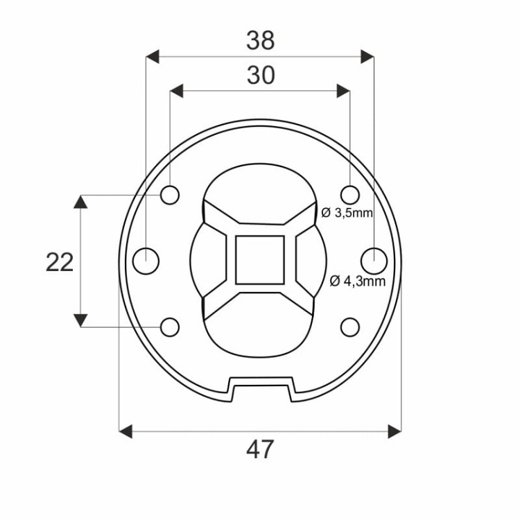 Kolor  Złoty   Rozmiar  52 mm x 52 mm  Szyld  Kwadratowy  Marka  nie dotyczy  Producent  VDS