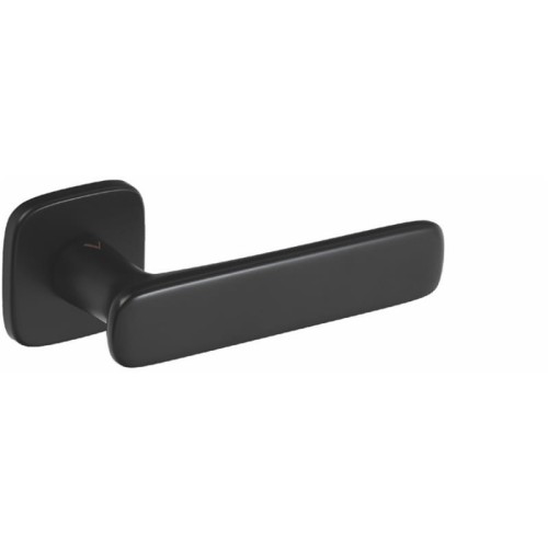 Klamka  Flow czarny bdr  -Klasa 4, co oznacza, że klamka może być montowana w miejscach użyteczności publicznej, takich jak szkoły, sądy czy biurowce  rozeta 52 mm x 52 mm