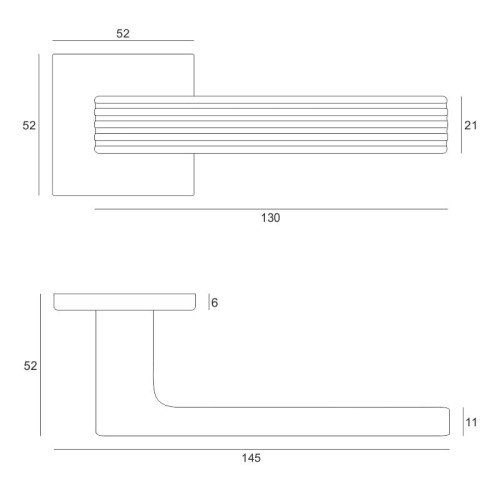 FELICE FIT Materiał: ZnAl Rozeta: kwadratowa Grubość rozety: 6mm Grubość drzwi: 38-45 mm