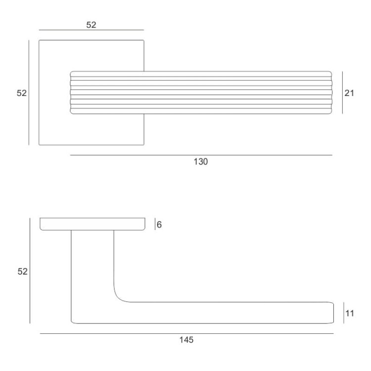FELICE FIT Materiał: ZnAl Rozeta: kwadratowa Grubość rozety: 6mm Grubość drzwi: 38-45 mm