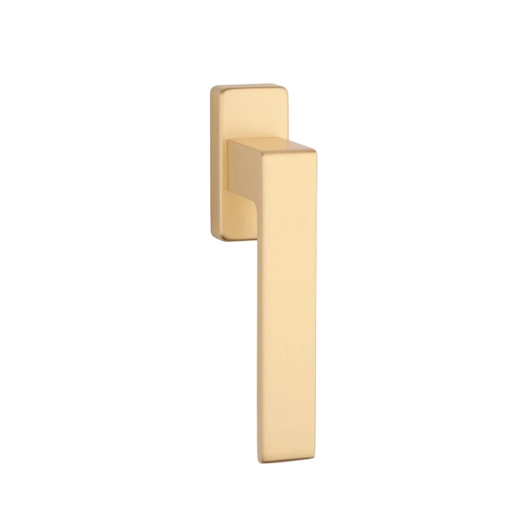 Klamka okienna STILE HIRA Q GOLD SATIN - złoty matowy  Waga netto 0,498kg  Kod EAN 5902249354713  Grubość rozety 12 mm  Kolekcja Simple  Kolor Złoty matowy  Kształt rozety Prostokątna okienna  Producent ENGER  Marka STILE  Materiał Aluminium