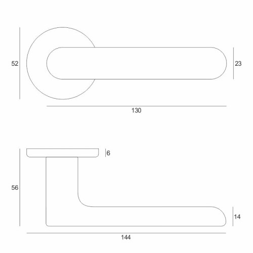 CREO FIT Producent: VDS Typ: Klamka na okrągłej rozecie Średnica rozety: 51 mm Grubość rozety: 6 mm Zastosowanie: Drzwi wewnętrzne