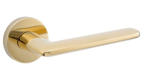 klamka-viera-rozeta-okragla-mosiadz-pvd-blitz cechy:  łatwy system montażowy śruby przelotowe szyld fi 52 mm Waga 0,85kg Kod EAN 5906284701044 kolor: mosiądz PVD- Złota klamka wewnętrzna  VIERA rozeta okrągła  BLITZ