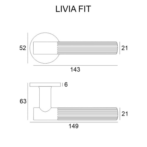 Klamka Livia Fit chrom.Grubość Rozety 6mm Kolor Chrom Rozmiar FI 52 Szyld Okrągły Marka nie dotyczy Producent VDS