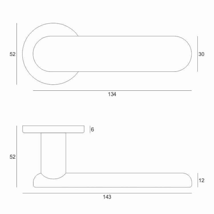 rysunek techniczny.Średnica rozety: 52 mm Grubość rozety: 6 mm