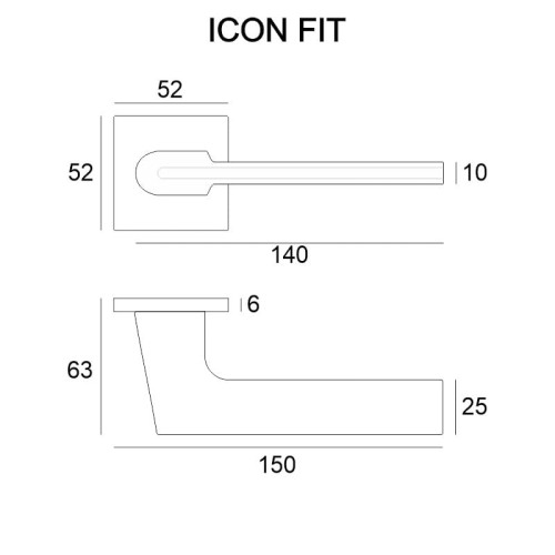 Klamka do drzwi KD Icon Fit rozeta kwadratowa R67F czarny bdr-klasa 4 .Model: KD Icon Fit R67F    Typ rozety: Kwadratowa R67F  Kolor / wykończenie: Czarny mat  Grubość rozety: 6 mm  Wymiary rozety: 52 × 52 mm