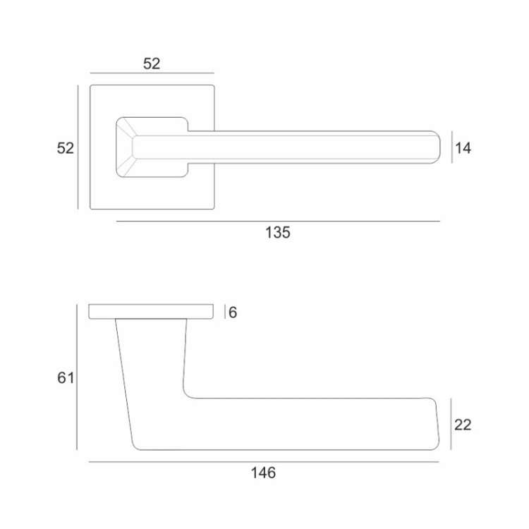 Klamka KDA Snap Fit rozeta kwadratowa R67F czarny