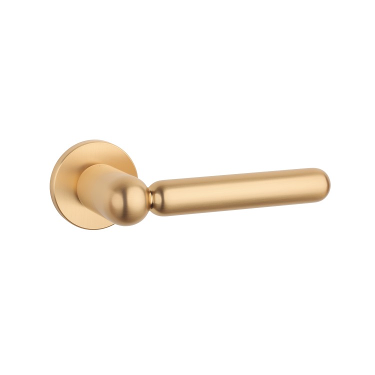 Klamka APRILE RUBIA ROZETA R SLIM 7MM KG – złoty matowy | Designerska klamka premium do nowoczesnych drzwi
