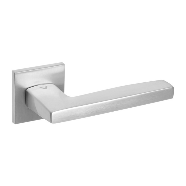 Klamka Metrik Q Fit Chrom-Satyna – nowoczesna klamka drzwiowa VDS | Rozeta Slim 6 mm | Klasa 4