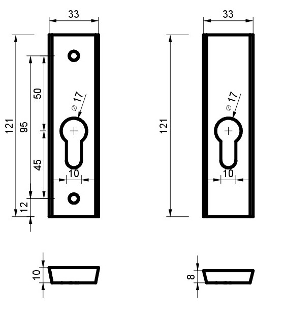 Szyld SLIM zewnętrzny na wkład - Tytan -95 mm